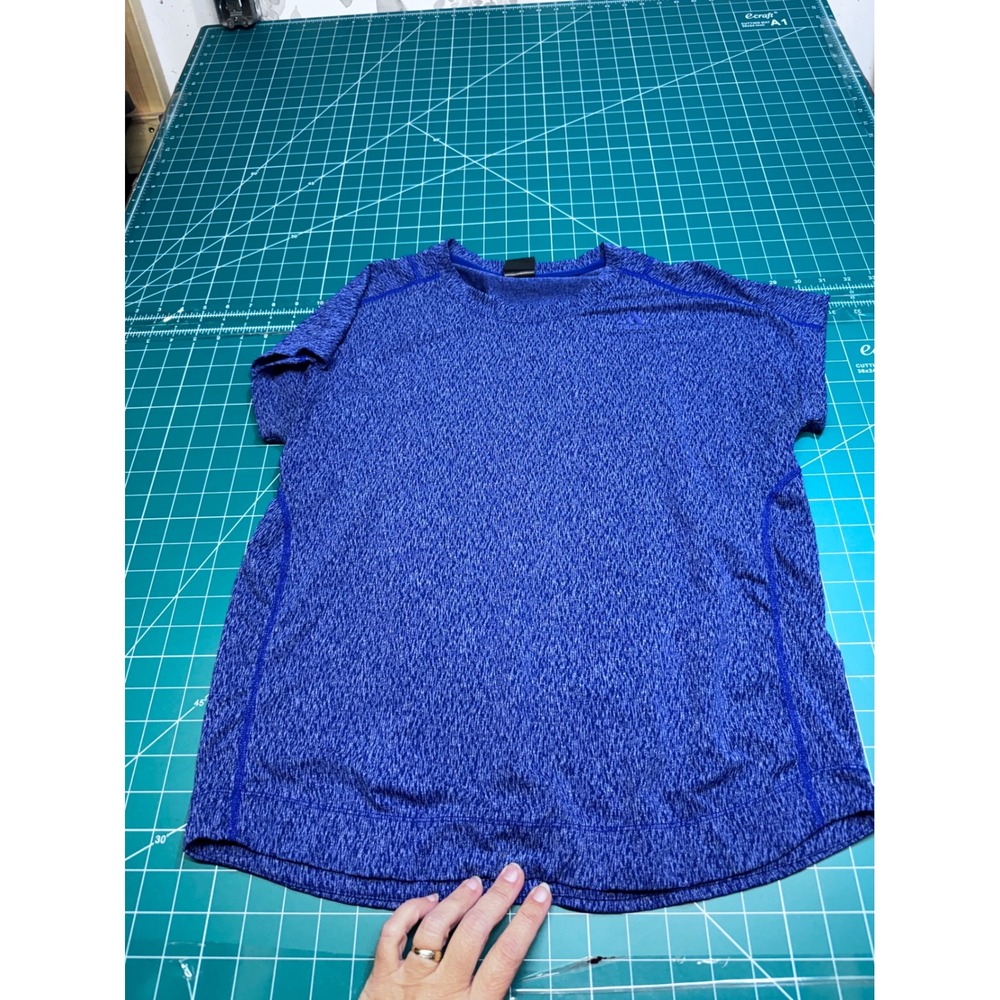 Adidas Kids Blue Space Dye Short Sleeve Athletic Performance T-Shirt M 12-14